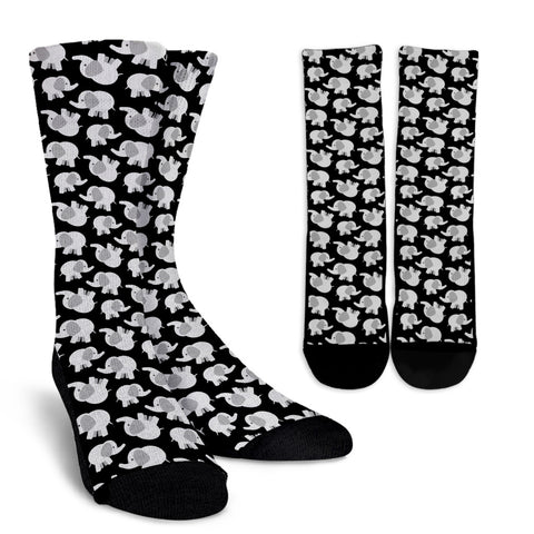 Elephant Pattern Socks - Black