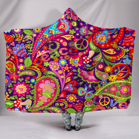 Hippie Peace Hoodie Blanket