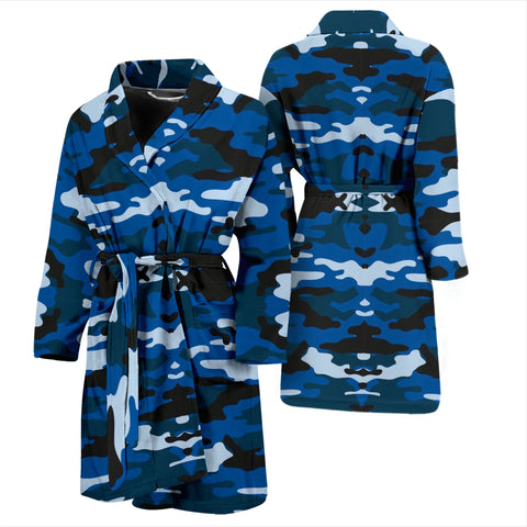 Blue Camouflage Mens Bath Robe