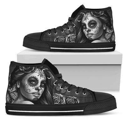 Women's High Tops Calavera Gray (Black Soles)