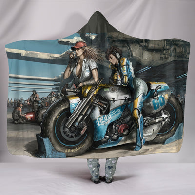 Fantasy Motorbike Plush Lined Hooded Blanket