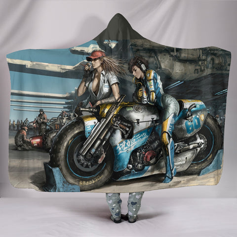 Fantasy Motorbike Plush Lined Hooded Blanket
