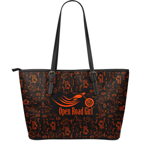 ORANGE Open Road Girl LARGE PU LEATHER Tote