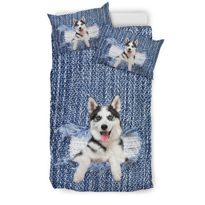 Siberian Husky Break The Wall Bedding Set