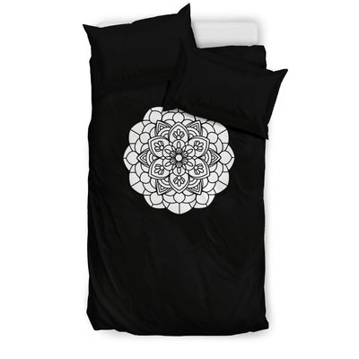 Bedding Set - Black With B&W Mandala