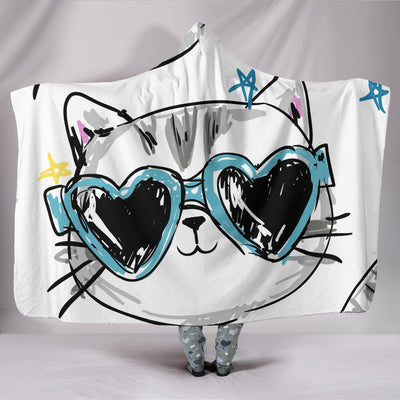 Cat Love Hooded Blanket