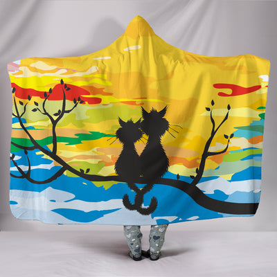 Sunset Cat Hooded Blanket