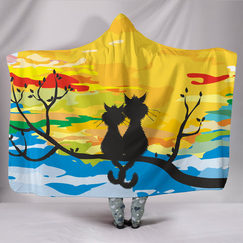 Sunset Cat Hooded Blanket