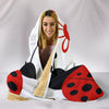 Lady Bugs & Flower Plush Lined Hooded Blanket