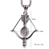 Stainless Steel Unisex Pendant Necklace Vintage Bow and Arrow With the Cross Heart